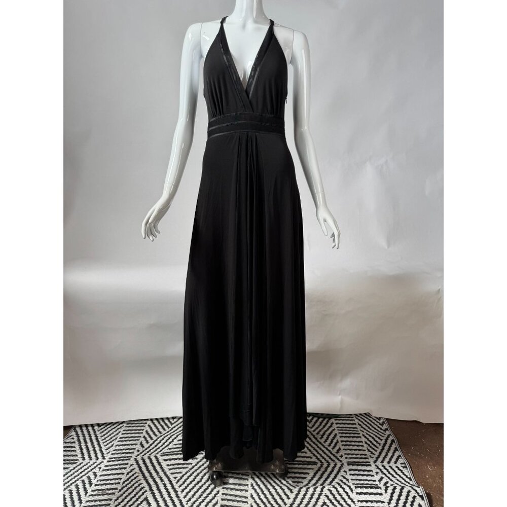 Calvin Klein Black Evening Gown Size 4 With Criss-Cross Back & V-Neckline